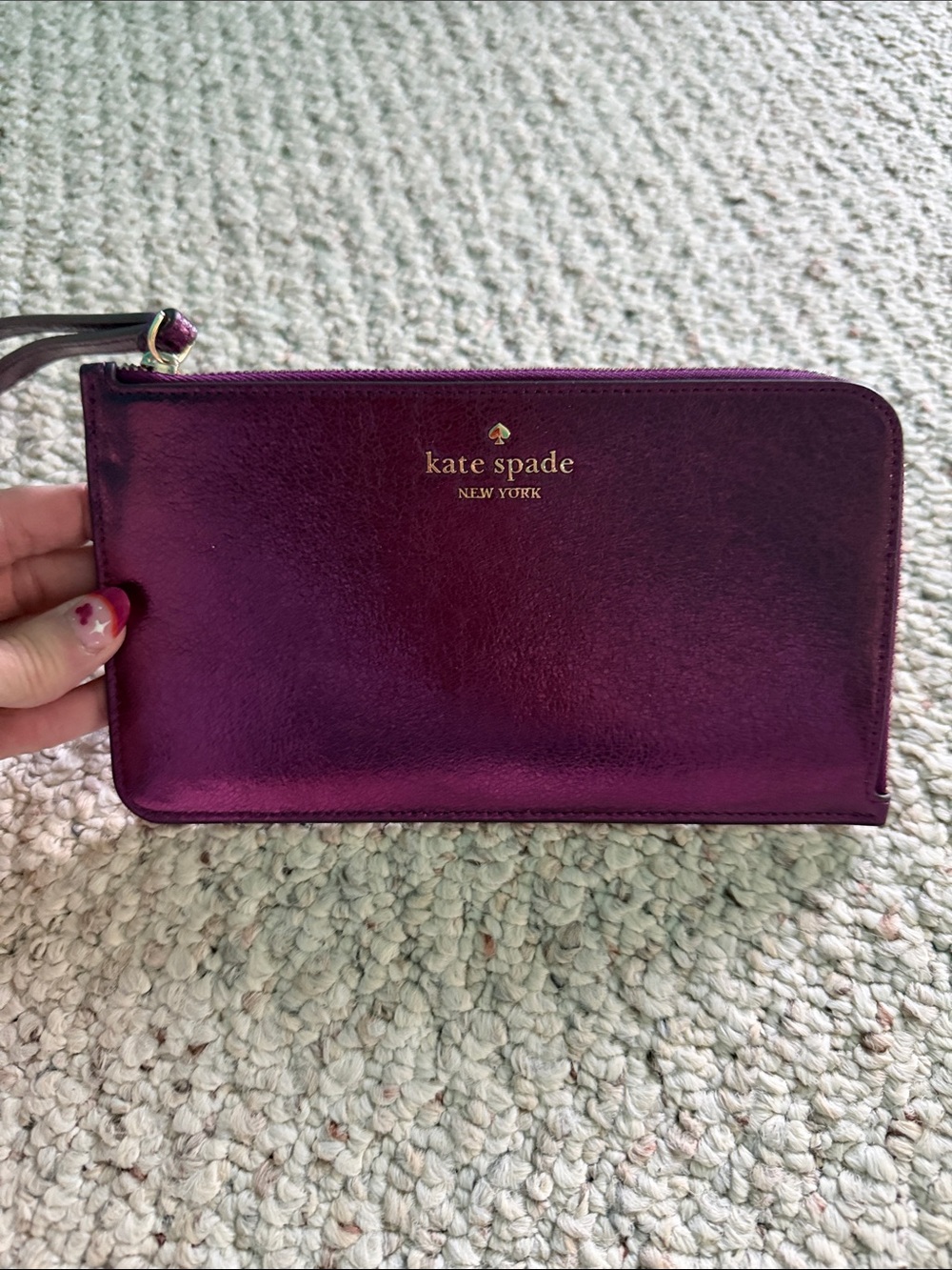 kate spade Metallic Plum Zip Wristlet